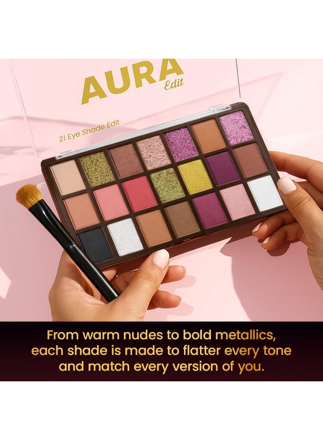 Coloressence Aura Edit 21 Eye Shadow Palette, Multicolor | Matte, Shimmer & Metallic Finishes | Highly Pigmented | All Skin Tones | Long Lasting (AE-2) - Image 3